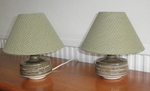 Pair of Jersey Pottery Table Lamps with Shades 