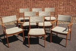  Set of 8 Danish Uldum Teak Dining Chairs (6 + 2 Carvers)