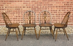 Set of 4 Ercol Dining Chairs Fleur de Lys
