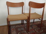 Pair of Danish Teak and Paper Cord Dining Chairs