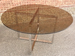 Circular Smoked Glass & Chrome Table 